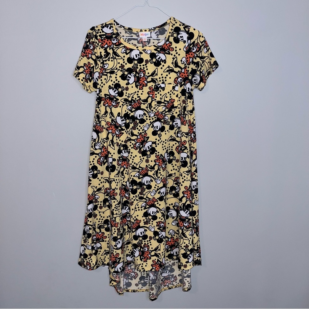 LuLaRoe Asymmetrical Minnie Mouse Dress - Black, Cream, Pink XS